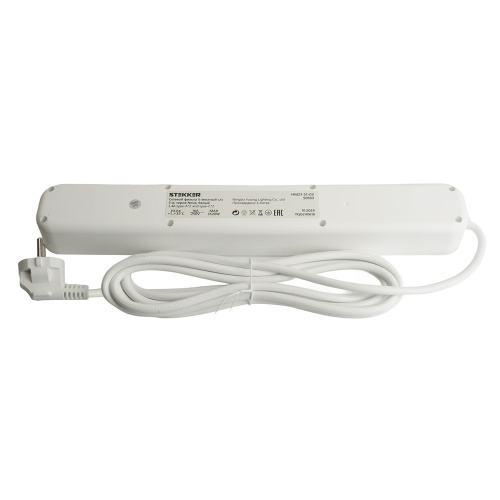 Сетевой фильтр 5-местный с/з STEKKER3x1мм2, 1,8 м, 250В, 16А, 2 USB-A+2 Type-C, серия Nova, белый фото 6 Сетевой фильтр 5-местный с/з STEKKER3x1мм2, 1,8 м, 250В, 16А, 2 USB-A+2 Type-C, серия Nova, белый фото 6