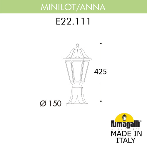 Fumagalli Ландшафтный фонарь FUMAGALLI MINILOT/ANNA E22.111.000.WYE27 фото 2 Fumagalli Ландшафтный фонарь FUMAGALLI MINILOT/ANNA E22.111.000.WYE27 фото 2