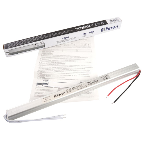 Трансформатор электронный для светодиодной ленты 60W 12V (драйвер), LB001 FERON фото 2