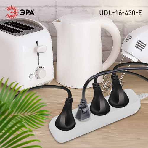 Удлинитель электрический ЭРА UDL-16-430-E Greenline 4 розетки с заземлением 3м ПВС 3x1мм2 Б0065028 фото 6 Удлинитель электрический ЭРА UDL-16-430-E Greenline 4 розетки с заземлением 3м ПВС 3x1мм2 Б0065028 фото 6