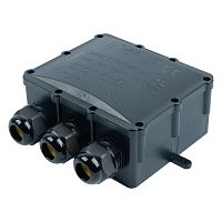 Распределительная коробка STEKKER LD553, количество вводов: 4, поликарбонат, нейлон, цвет черный, размер 163,1*151,6*59,4мм.