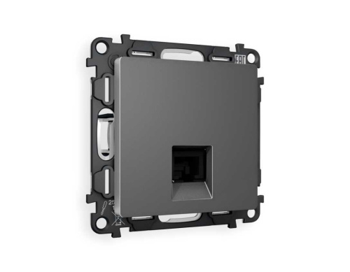 Комплект механизма телефонной розетки AMBRELLA VOLT ALFA Антрацит серый RJ-11(4P4C) с шторкой QUANT (AP6620, VM190) MA662030