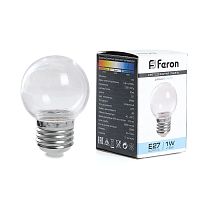 Лампа светодиодная Feron LB-371 Шар E27 3W 6400K прозрачный