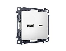 Комплект механизма розетки AMBRELLA VOLT  ALFA Белый матовый 2USB A+C 20W (быстрая зарядка) QUANT (AP1310, VM177) MA131010