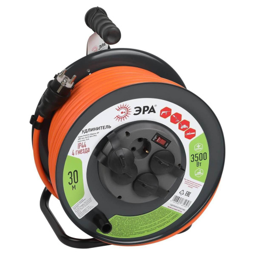 Удлинитель силовой ЭРА 4гн 30м с/з RMx-4es-3x2.5-30m-IP44 Б0052920 Удлинитель силовой ЭРА 4гн 30м с/з RMx-4es-3x2.5-30m-IP44 Б0052920