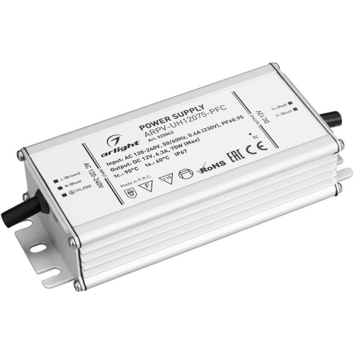 Блок питания Arlight ARPV-UH12075-PFC 12V 75W IP67 6,3A 025043 Блок питания Arlight ARPV-UH12075-PFC 12V 75W IP67 6,3A 025043