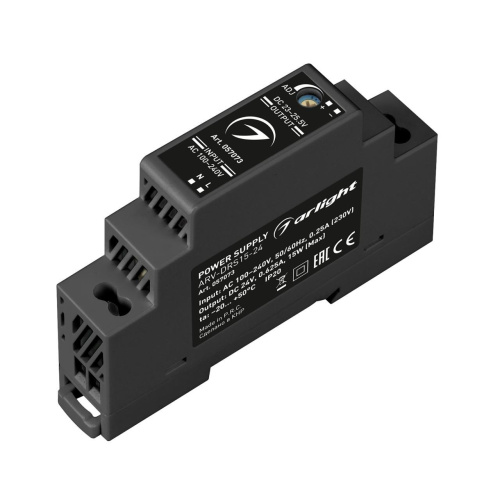 Блок питания ARV-DRS-15-24 (24V, 0.63A, 15W) Arlight 057073 Блок питания ARV-DRS-15-24 (24V, 0.63A, 15W) Arlight 057073