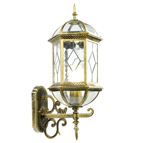 Светильник садово-парковый Feron PL130 шестигранный на стену вверх 60W E27 230V, черное золото фото 3