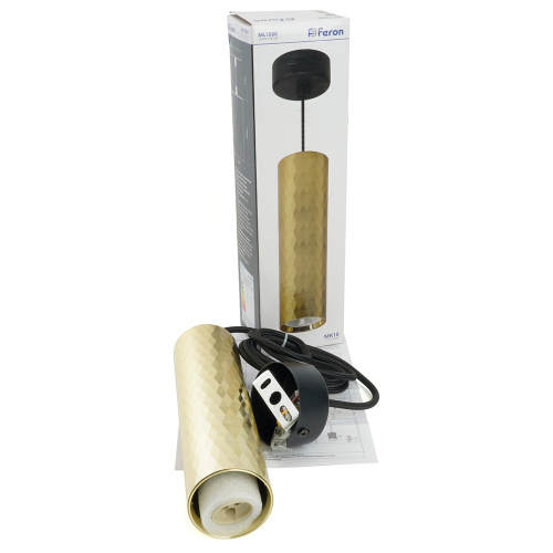 Светильник потолочный Feron ML1888 Barrel PRISM levitation на подвесе MR16 35W, 230V, чёрный, золото 55*200 фото 5