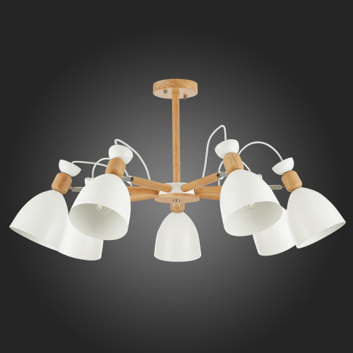 SLE103802-07 Светильник потолочный Светлое дерево, Белый/Белый E27 7*60W BALCAMO фото 6