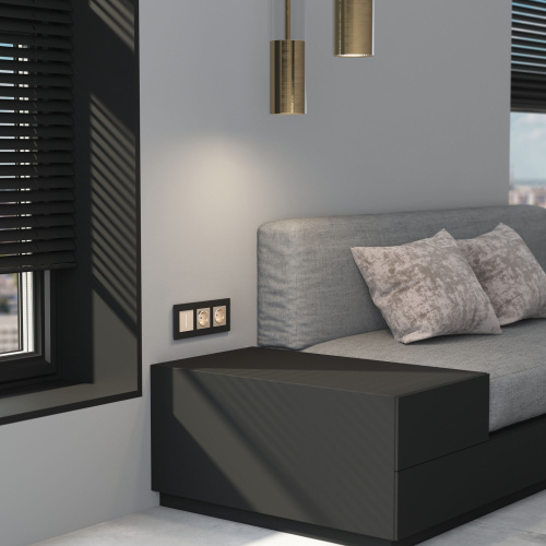 Рамка из металла на 3 поста АluMax черный алюминий W0033508 фото 2