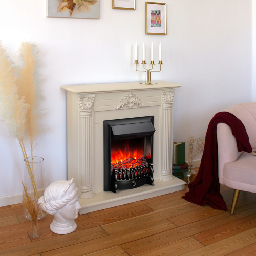 Электрокамин RealFlame Stefania WT айвори с очагом Fobos Lux Black фото 8