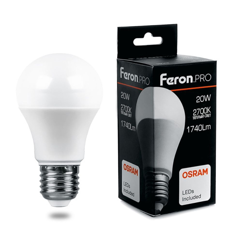 Лампа светодиодная Feron.PRO LB-1020 Шар E27 20W 175-265V 2700K Лампа светодиодная Feron.PRO LB-1020 Шар E27 20W 175-265V 2700K