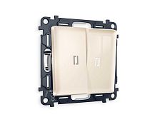 Комплект механизма 2-кл выключателя AMBRELLA VOLT с подсветкой 5600K ALFA Бежевый глянец QUANT (AP3040, VM115, G14W) MA304015