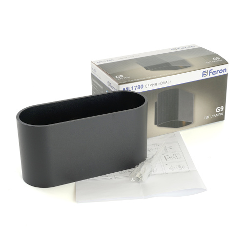 Светильник настенный Feron ML1780 Oval MR16 35W, 230V, G9,15W, чёрный IP20 фото 12