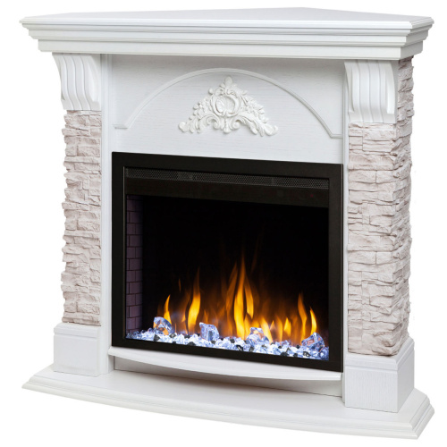 Электрокамин RealFlame Athena Corner GR белый с очагом Saphir 25,5 фото 4