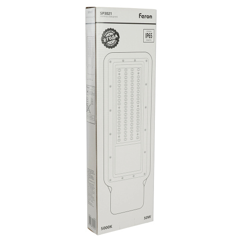 Светодиодный уличный консольный светильник Feron SP3021 50W 5000K 230V, серый фото 6