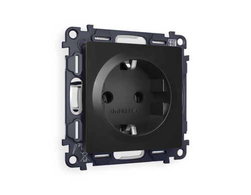 Комплект механизма электрической розетки AMBRELLA VOLT ALFA Черный матовый с/з на винтовых зажимах QUANT (AP8060, VM141) MA806010