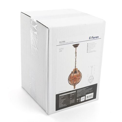 Светильник садово-парковый Feron PL3705  круглый на цепочке 60W 230V E27, черное золото фото 2