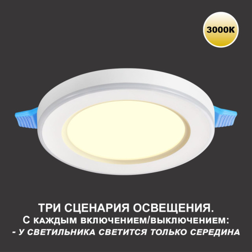 359022 SPOT NT23 561 белый Светильник встраиваемый светодиодный (три сценария работы) IP20 LED 3000К 18W+6W 100-265V 1680Лм SPAN фото 6