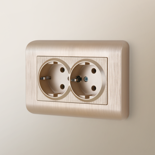 Рамка из поликарбоната для двойной розетки Stream шампань W0082111 фото 3 Рамка из поликарбоната для двойной розетки Stream шампань W0082111 фото 3