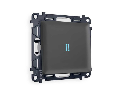 Комплект механизма 1-кл проходного выключателя AMBRELLA VOLT с подсветкой 10000K ALFA Графит мягкое касание QUANT (AP9020, VM105, G29B) MA902040