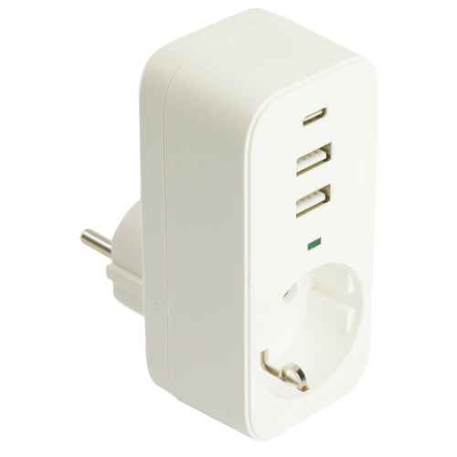 Сетевой фильтр 1-местный с/з STEKKER 250В, 16А, 2USB+1Type-C 2,4 A, серия Nova, HM81-11-1, белый фото 6 Сетевой фильтр 1-местный с/з STEKKER 250В, 16А, 2USB+1Type-C 2,4 A, серия Nova, HM81-11-1, белый фото 6