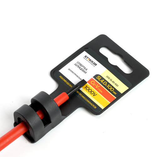 Отвертка шлицевая диэлектрическая STEKKER SL 4.0 х 100мм, SDE-SL40-100 фото 2