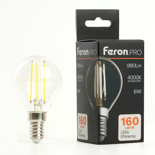 Лампа светодиодная Feron.PRO LB-1706 Шарик E14 980LM 6W 175-265V 4000K фото 2