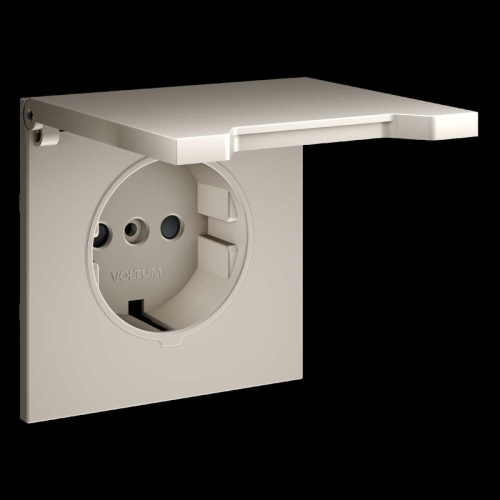 Накладка для розетки с заземлением защитными шторками и крышкой S70 (кашемир) Voltum VLS000803