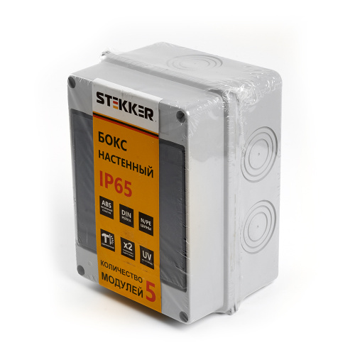 Бокс настенный STEKKER EBX50-1/05-65 5 модулей, пластик, IP65 фото 3