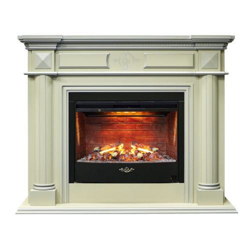 Каминокомплект WAGNER/ВАГНЕР Айс кашемир с серебряной патиной с очагом Электроочаг FIRESTAR/ФАЕРСТАР 33