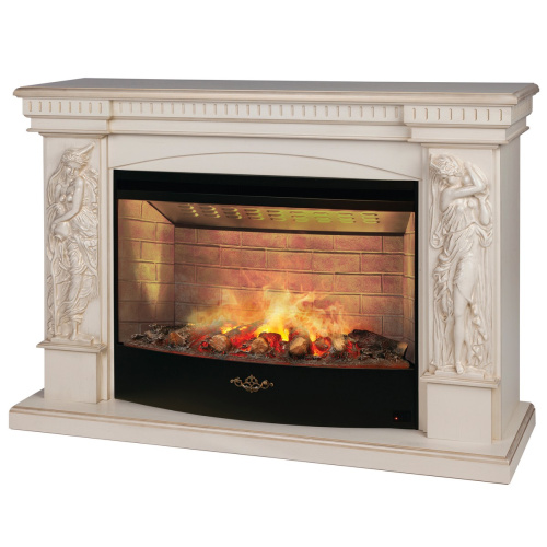 Электрокамин RealFlame Diva 33 WT белый дуб с золотой патиной с очагом 3D Firestar 33 фото 2