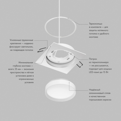 Встраиваемый светильник Denkirs RATIO | РАТИО DK-DH2001-WH фото 3 Встраиваемый светильник Denkirs RATIO | РАТИО DK-DH2001-WH фото 3