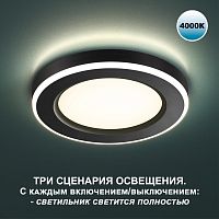 359017 SPOT NT23 560 черный Светильник встраиваемый светодиодный (три сценария работы) IP20 LED 4000К 18W+6W 100-265V 1680Лм SPAN