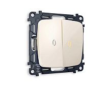 Комплект механизма 2-кл проходного выключателя AMBRELLA VOLT с подсветкой 3200K OMEGA Бежевый глянец QUANT (OP3040, VM120, G22Y) MO304030
