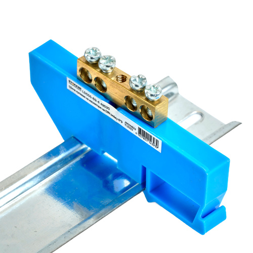 Шина"N" на изоляторе STEKKER 6*9 на DIN-рейку 4 вывода, синий, LD555-69-4 фото 4