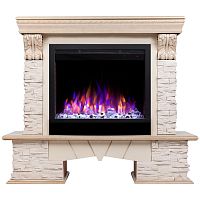Электрокамин RealFlame Rockland Lux WT белый дуб с золотой патиной с очагом Saphir 25,5