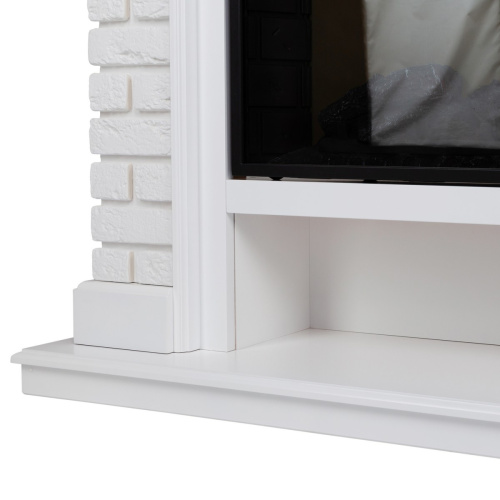 Каминокомплект BRIXTON/ЭЛЬБРУС Белый с очагом Электроочаг EVRIKA 25.5 фото 5