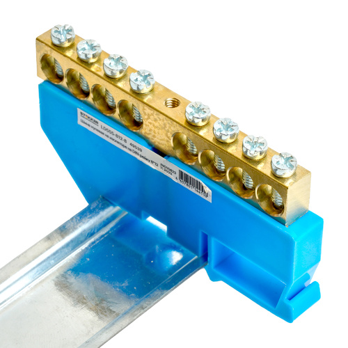 Шина"N" на изоляторе STEKKER 8*12 на DIN-рейку 8 выводов, синий, LD555-812-8 фото 4