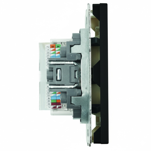 Розетка компьютерная 2-местная RJ-45 (механизм), STEKKER, серия Эмили, RST00-5111-05, черный уголь, soft touch фото 5