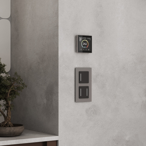 Умный сенсорный терморегулятор с LCD дисплеем дымчатый W1851104 фото 2 Умный сенсорный терморегулятор с LCD дисплеем дымчатый W1851104 фото 2