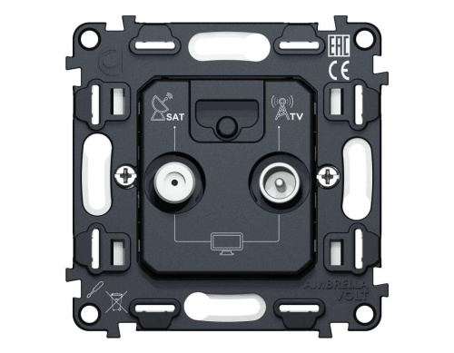 Механизм розетки TV оконечной + SAT 5-862MHz 3.5dB/950-2150MHz 3.5dB AMBRELLA VOLT VM VM217 Механизм розетки TV оконечной + SAT 5-862MHz 3.5dB/950-2150MHz 3.5dB AMBRELLA VOLT VM VM217