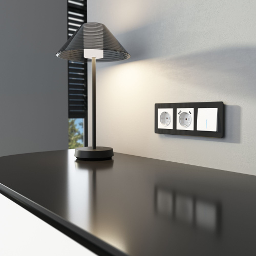 Выключатель одноклавишный проходной с подсветкой (белый) W1112101 фото 8