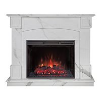 Каминокомплект CAROLINA/БОСТОН Мрамор белый с очагом Электроочаг SPARTA 25.5