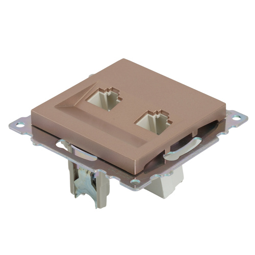 Розетка компьютерная 2-местная RJ-45 (механизм) STEKKER GLS00-7109-02, серия Катрин, шампань фото 8