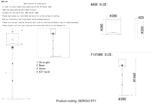 Торшер Crystal Lux SERGIO PT1 GOLD фото 2