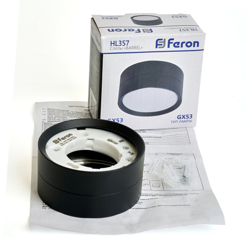 Светильник потолочный Feron HL357 12W, 230V, GX53, черный фото 11