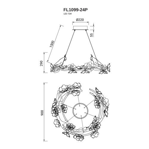 Люстра подвесная Sauvage FL1099-24P фото 3 Люстра подвесная Sauvage FL1099-24P фото 3