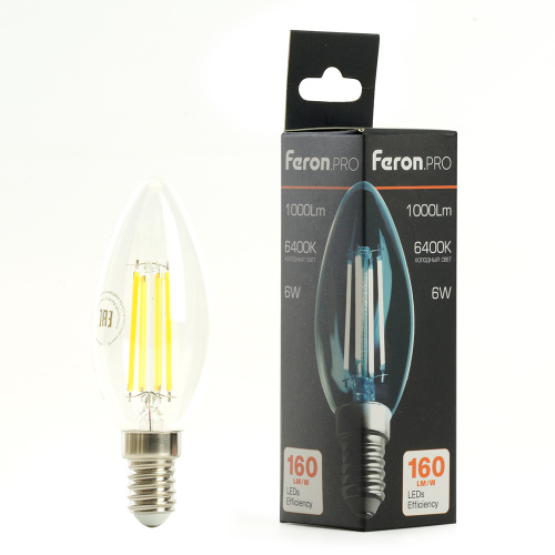 Лампа светодиодная Feron.PRO LB-1206 Свеча E14 6W 1000LM 175-265V 6400K фото 2